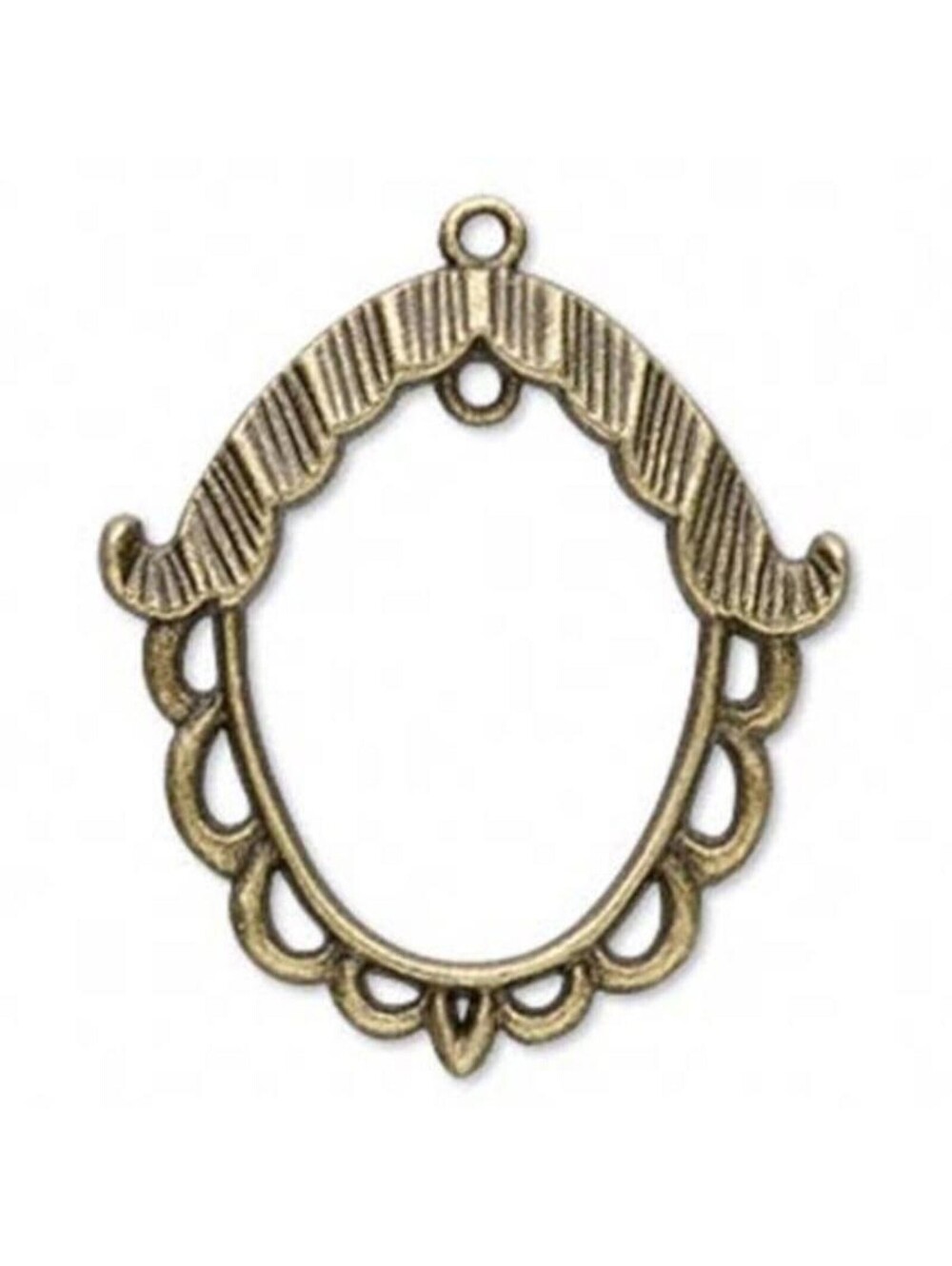 Edgy Steampunk Antiqued Brass Pewter 10-Loop 34x33mm Oval Drop Pendant Finding